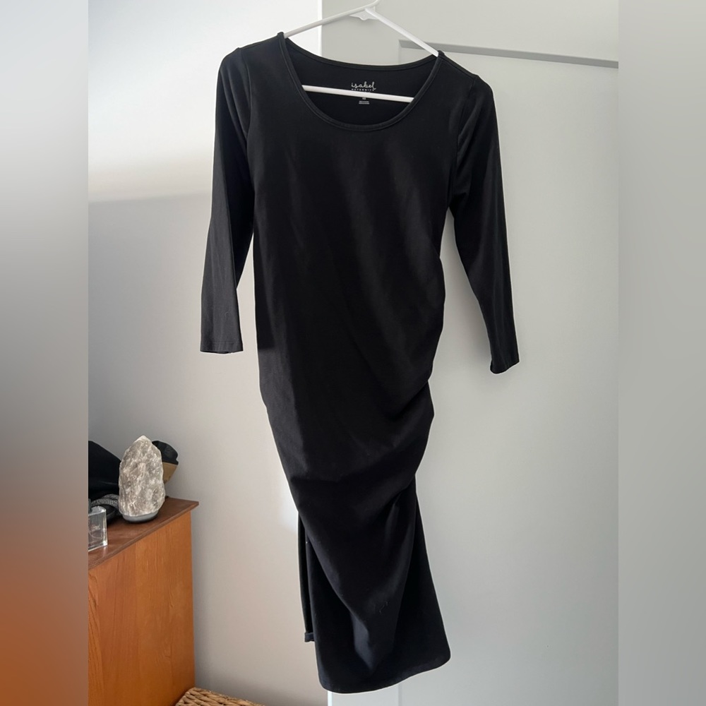 3/4 sleeve black maternity dress